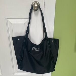 Kendall & Kylie Los Angeles Black Nylon Tote Bag-Faux Leather Handles/Bottom
